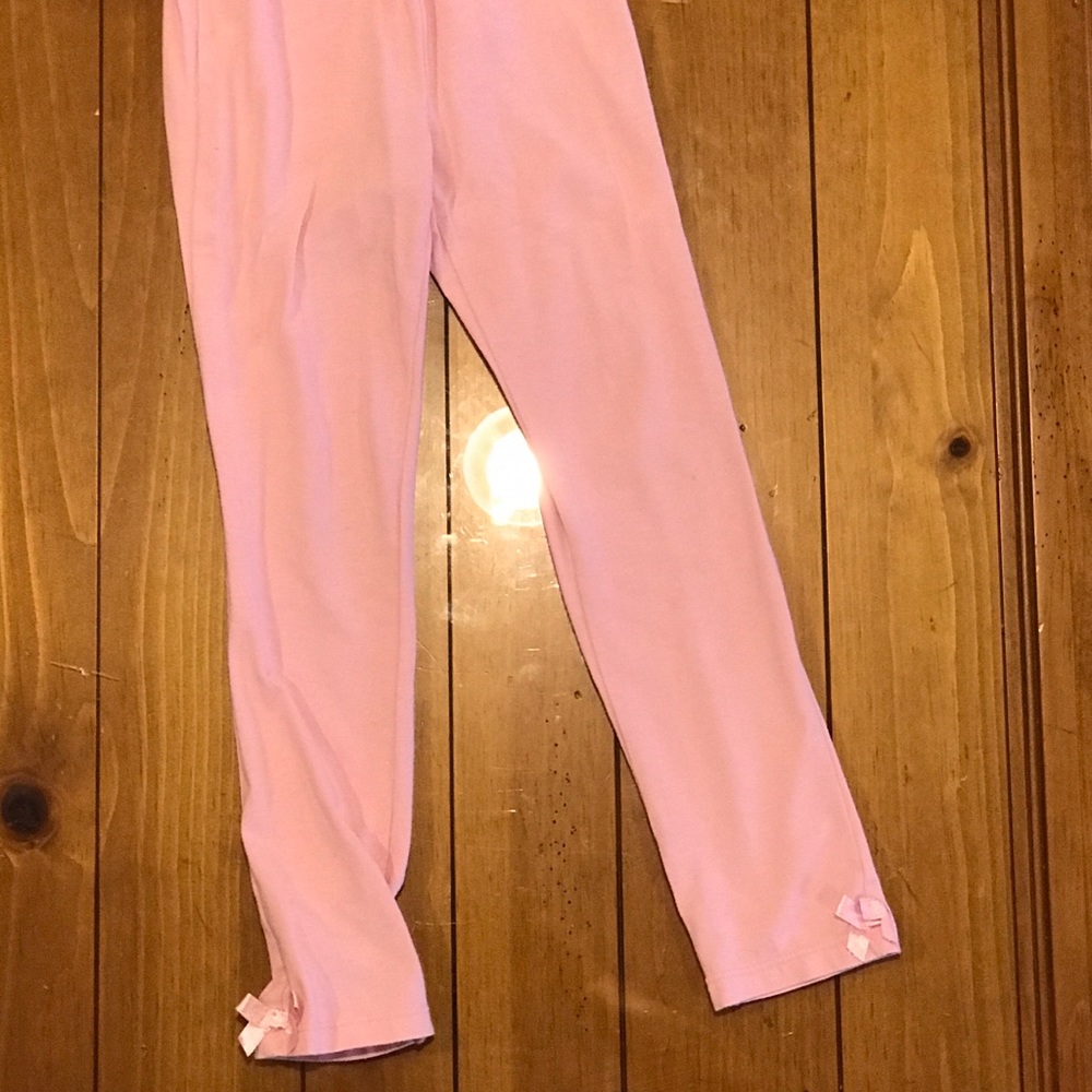 Pink leggings with bow on ankle girls 6x